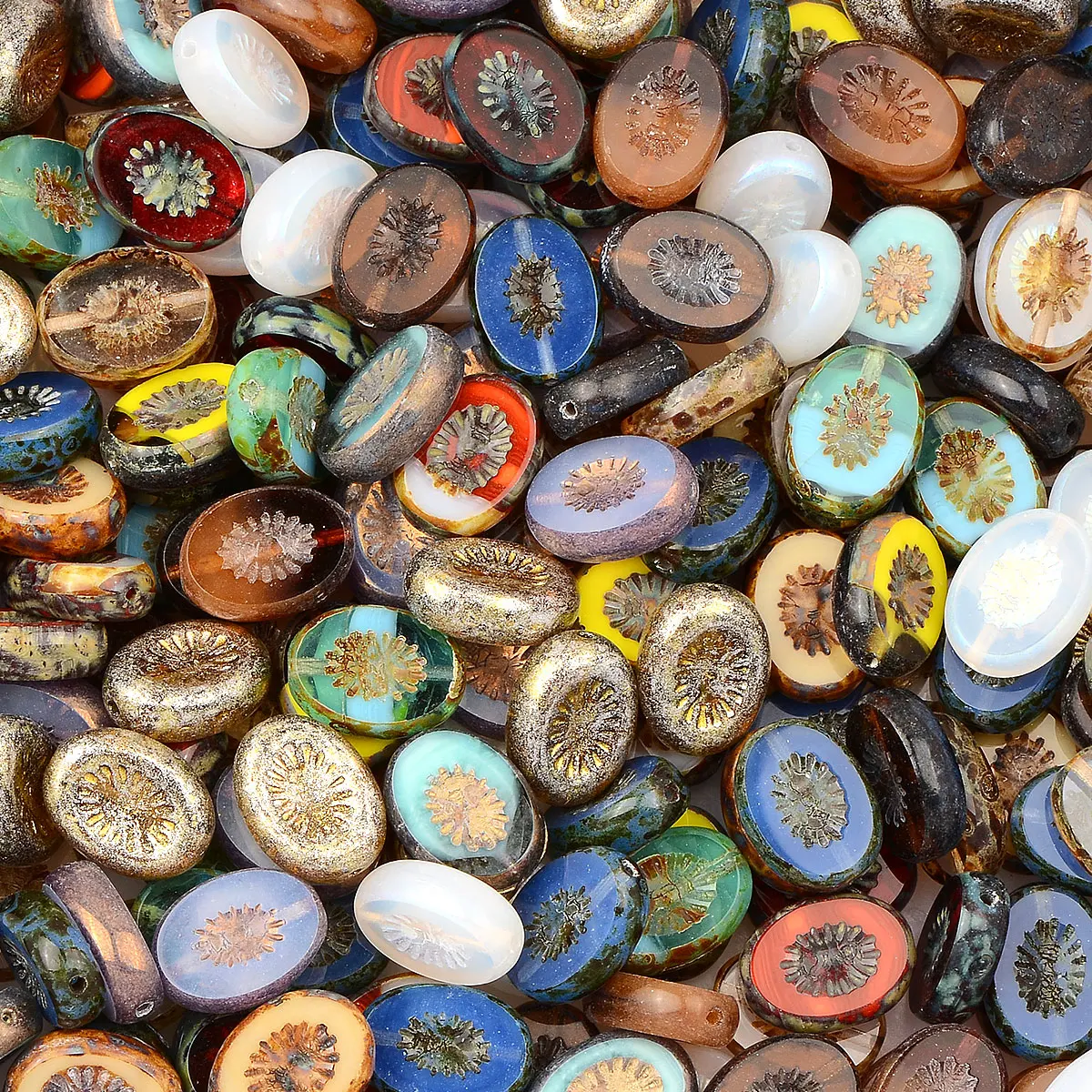 1x1.4cm 10pcs Exquisite Oval Shape Colorful Czech Glass Beads Loose Beads Diy Earrings Necklace Accessories