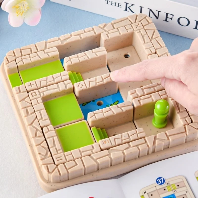 Maze Adventure Tabletop Game, Spatial logic Crocodile Hu Rong Dao, Puzzle-Solving Game, Space Logic, Children's Toy, Gift