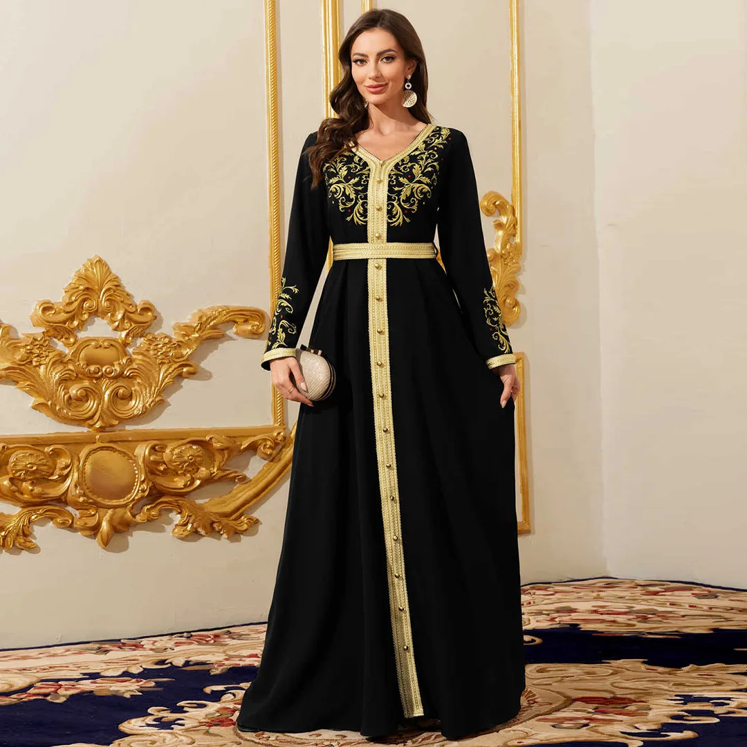Arabic Women's Long Dress Dubai Robe Evening Gown Dress Black Fashion Dress Robe Abaya Ramadan Dubai Luxury Islamic Elegant