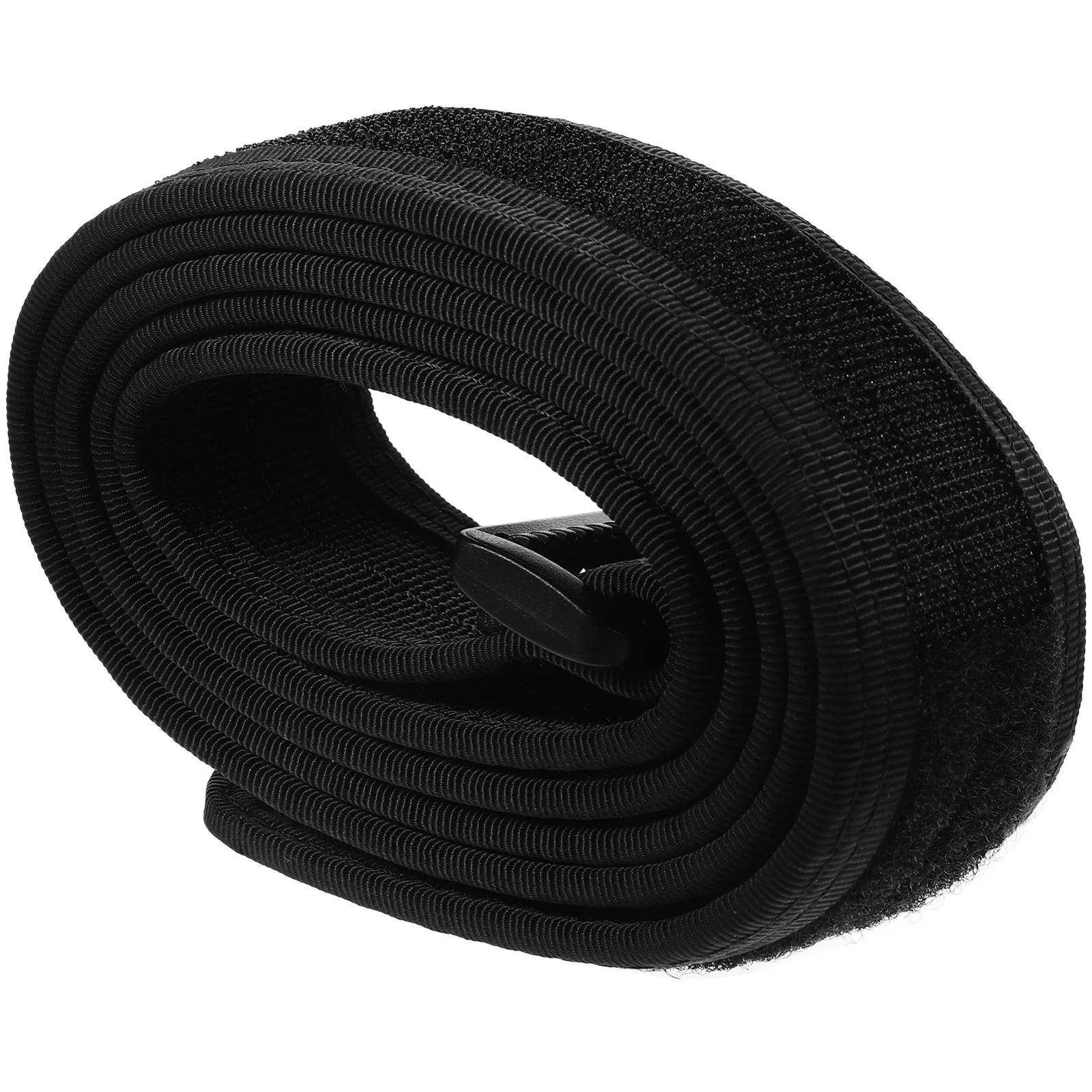 Nylon Weave Black Men Belt Sticky Inner Polymer Buckle Adjustable Length for Daily Work Outdoor Use Heavy Duty