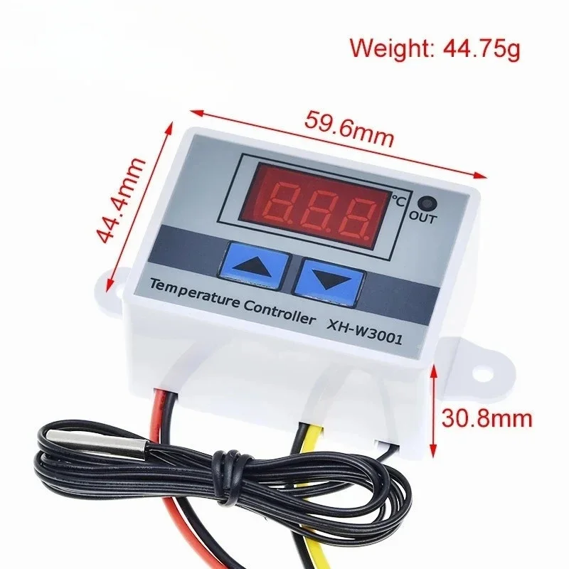 5pcs 10A 12V 24V 220VAC Digital LED Temperature Controller XH-W3001 For Incubator Cooling Heating Switch Thermostat NTC Sensor