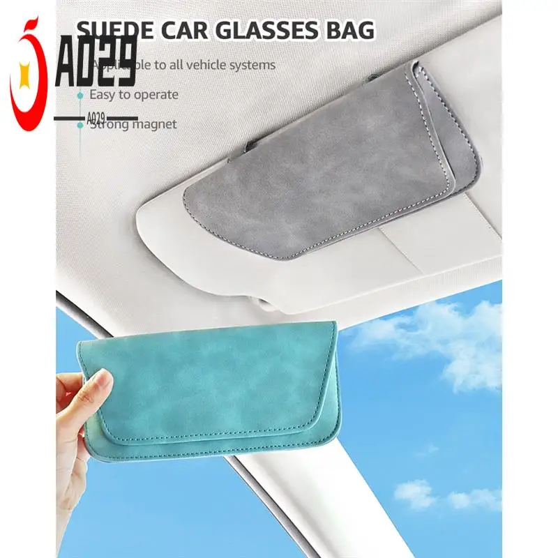 

A029-Car Glasses Eyeglasses Holder Car Glasses Sunglasses Case Suede Sun Glasses Clip Storage Accesorios Visor Organizer