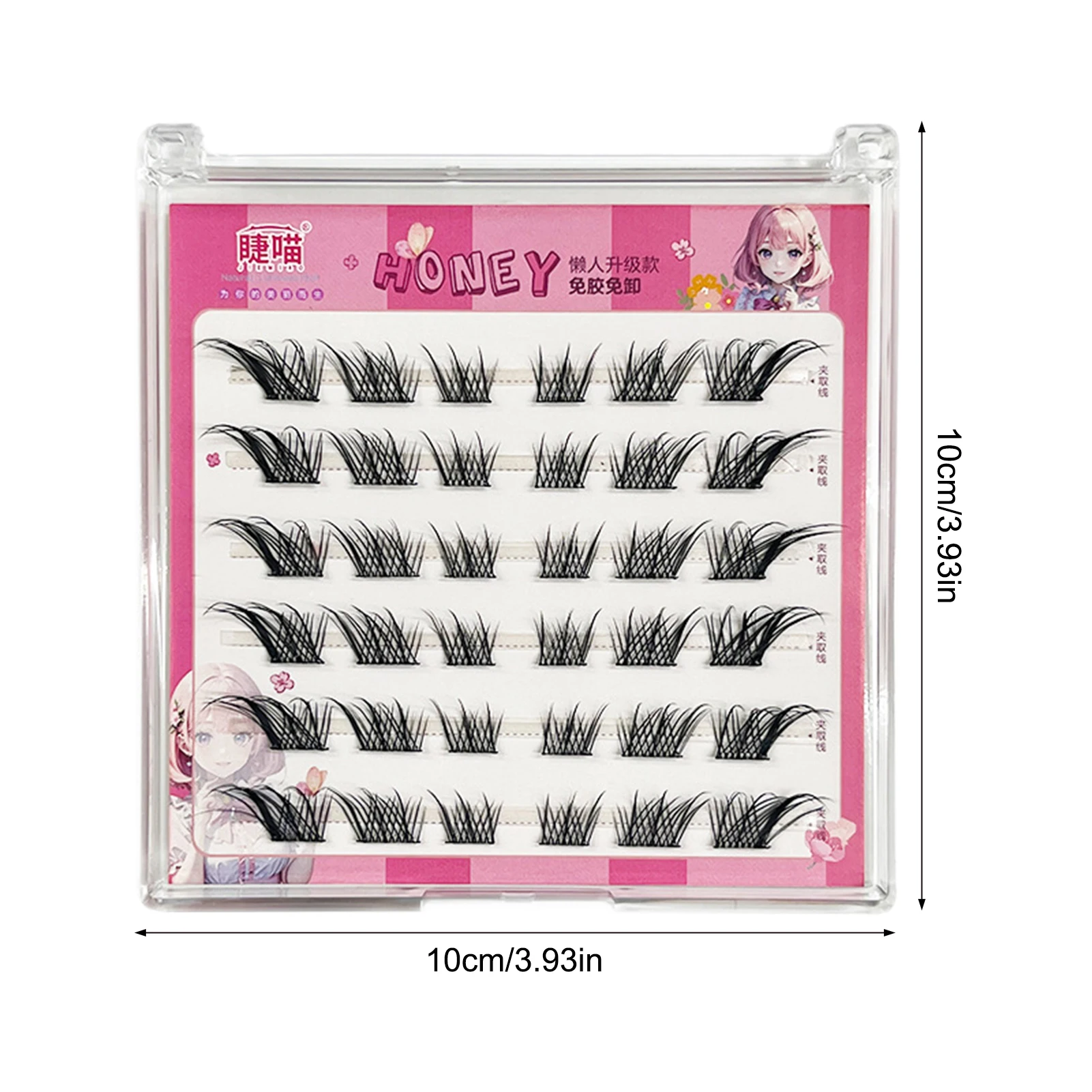 중국 스타일 폭스-페이크 속눈썹 접착제 없음 11-15mm 혼합 길이 C 컬 블랙 페이크 속눈썹 0.05mm 윙드 팬닝 섹시 속눈썹