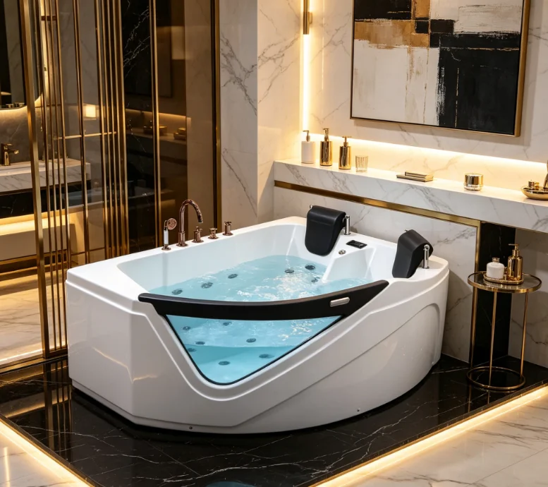 

Hot Sale Acrylic Whirlpool Spa Bathtub Modern Indoor Hotel Commercial Bubble Jet Massage Tub With Drainage System Device
