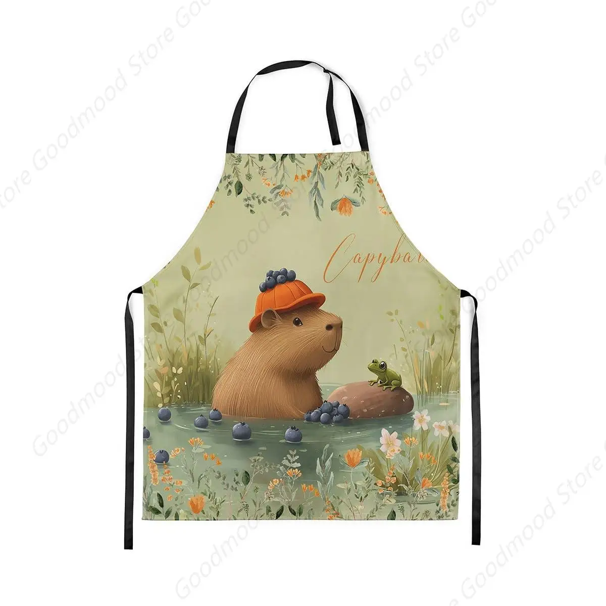

Capybara Apron For Cooking,Spring Theme Botanical Apron,Funny Wildlife Animal Waterproof Kitchen Apron