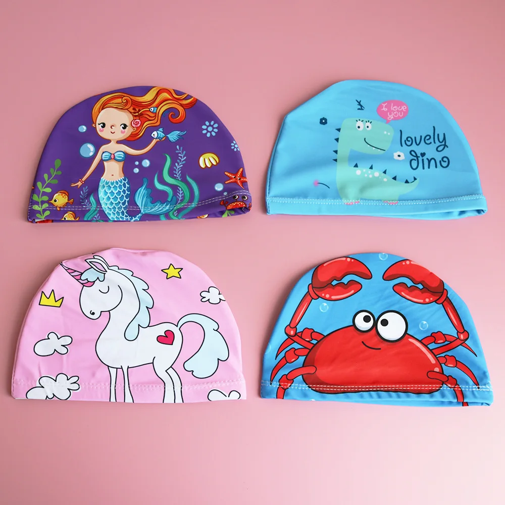 1-7 Years Cute Cartoon Junior Cap Children Swimming Cap Swimming Swimming Equipment  Swim Hat for Kids