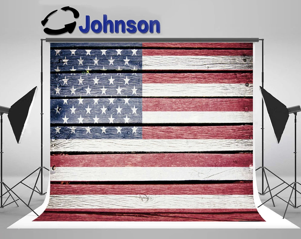 

JOHNSON Large American Flag Stars Wooden backdrops High quality Computer print wood background