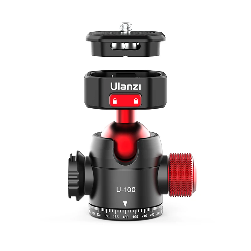 Ulanzi U-100 DSLR Head Slide Tripod Cold Shoe Quick Release Ball Head Quick Switch Ball Head Extender for LED Lights