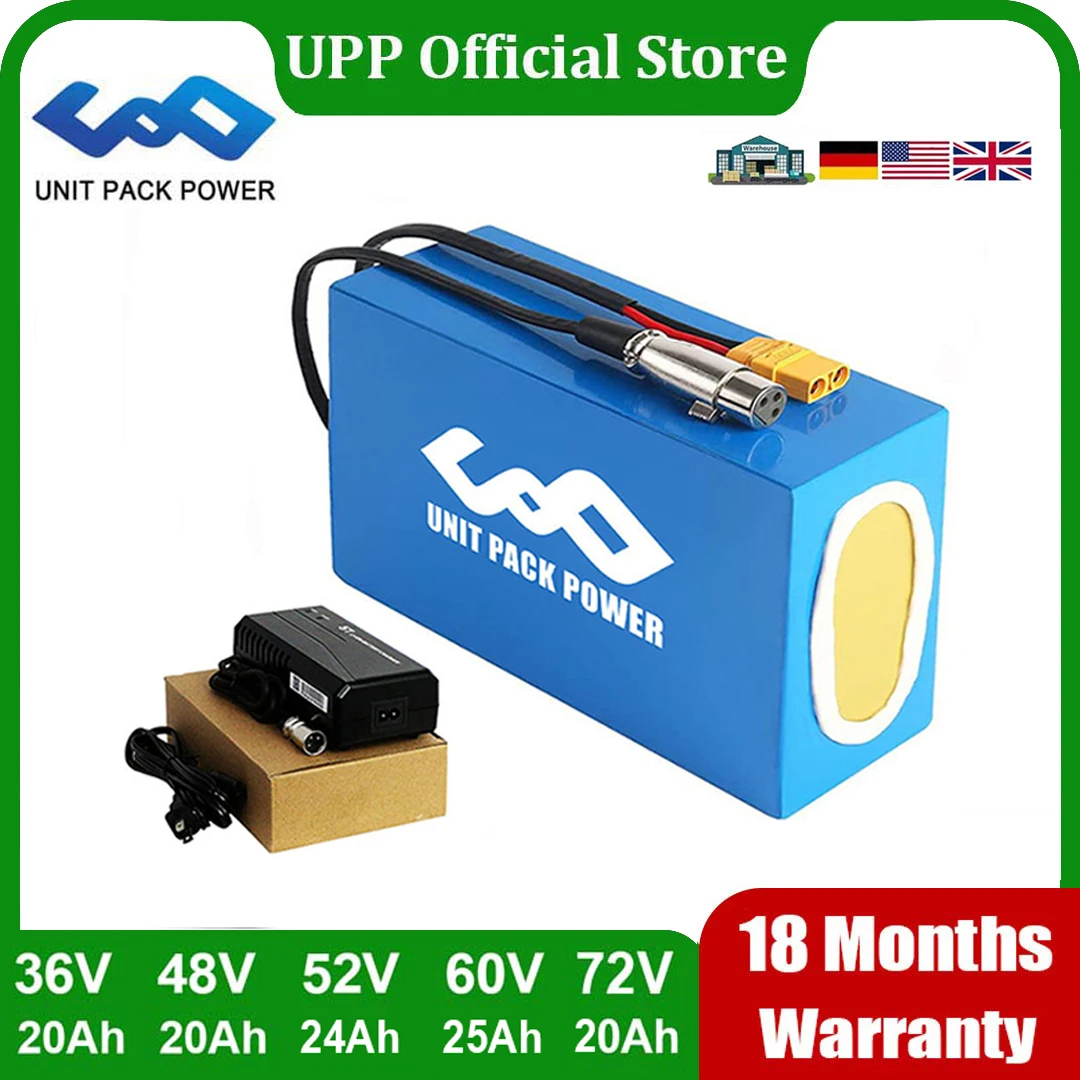 EScooter Ebike Battery Pack 36V 48V 52V 60V 72V 40Ah 25Ah 20Ah Waterproof Lithium Batteries 250W-3000W Motorcycle/Trikes/Bicycle