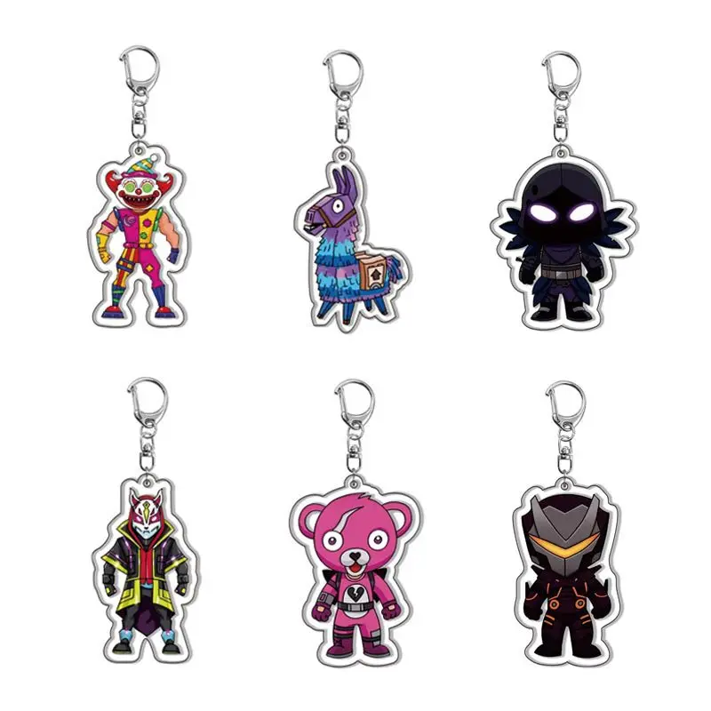 

Cartoon Game 6Pcs Fortnite Popular Acrylic Double-sided Keychain Backpack Decoration Accessories Neutral Party Gifts