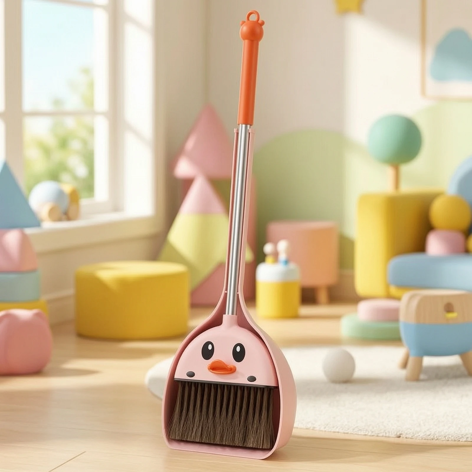 Children Cleaning Tool Duck-Themed Toy Cleaning Tool Housekeeping Playset Pretend Play Lightweight for Playroom, Kindergarten