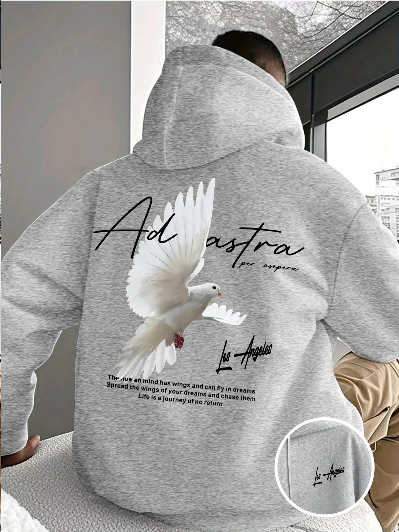 Men's Autumn/Winter Pigeon Print Street HipHoodie Hooded Sweatshirt Warm Comfortable Fleece-lined Stylish Comfortable Breathable
