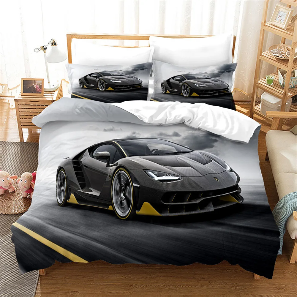 

Sports Car Duvet Cover Sets Race Car Bedding Sets With Pillowcases For Teens Kids Boys Cool Bedroom Decor 2/3pcs Bedclothes