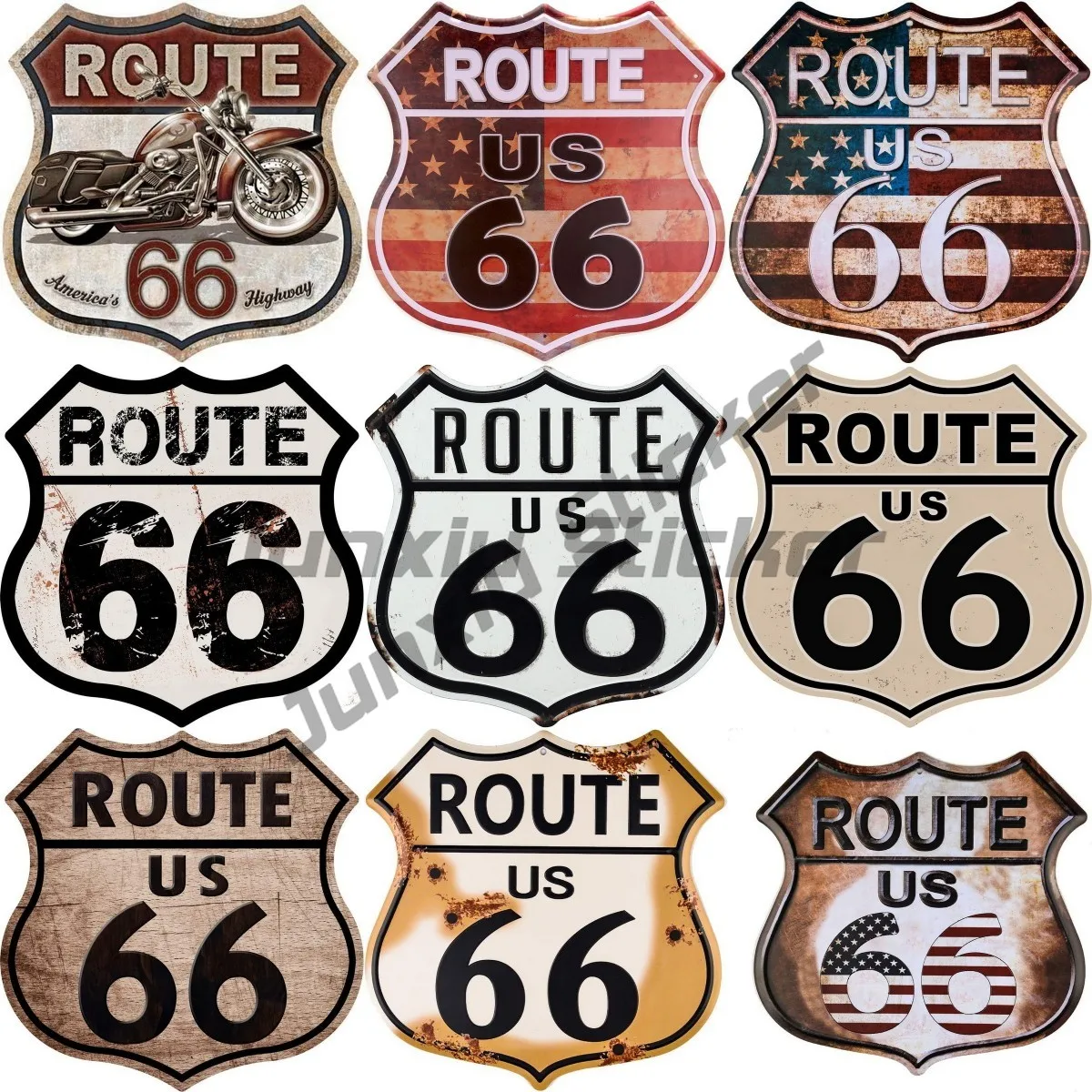 

10-28cm Route 66 Vintage Road Signs Decor Stickers for Home Hotel Cafes Bar Garage Motorcycle CAR TRUCK Decor Decals