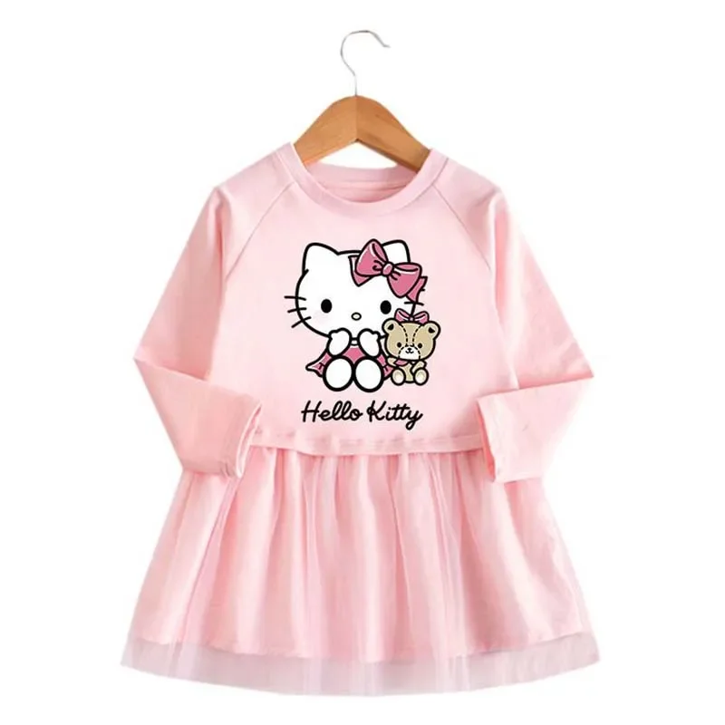 

Miniso Sanrio, Hello Kitty Kawaii аниме юбка Детская газовая юбка хлопковое удобное платье детские подарки