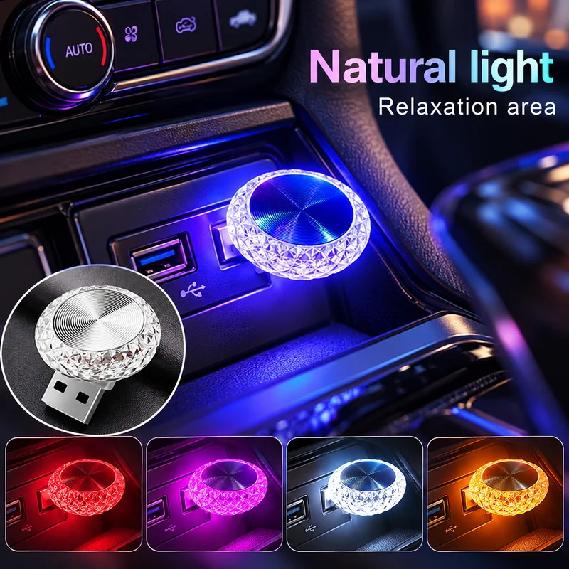 Portable Car USB Ambient Light Mini LED Decorative Atmosphere Lamps For Auto Interior Environment Light Computer Light Plug Play