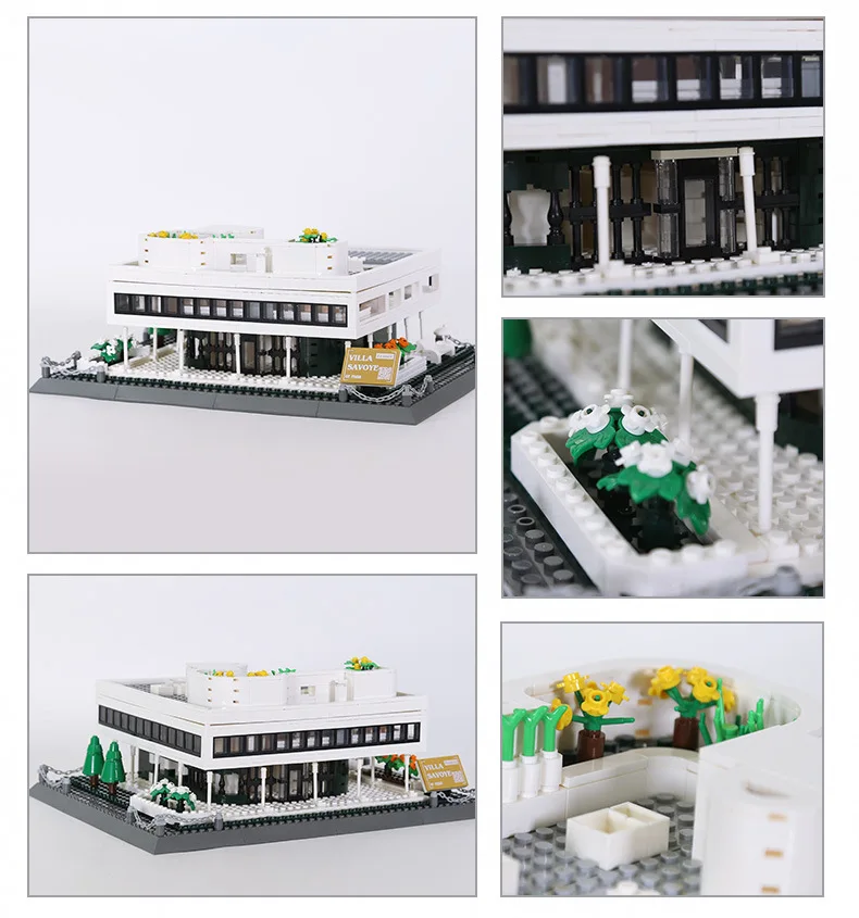 Creative Modern ART House Architecture Building Block Villa Savoye Paris France Construction Model Toy Collection For Gift
