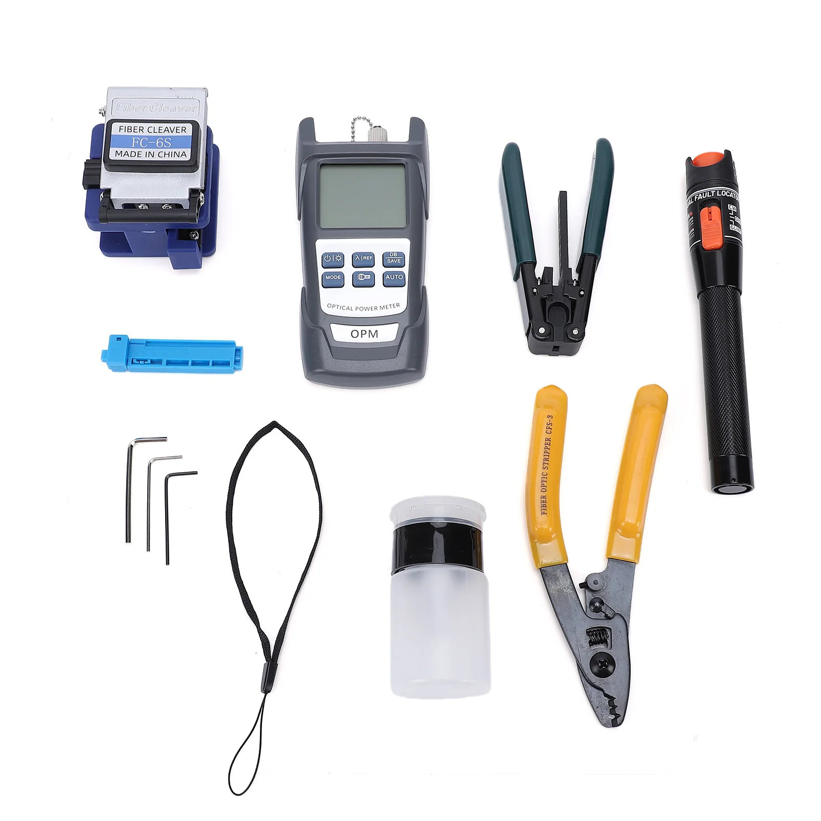 

Набор инструментов для оптоволокна: Оптический измеритель мощности, Визуальный дефектоскоп, Оптический скалыватель для холодного соединения волокон