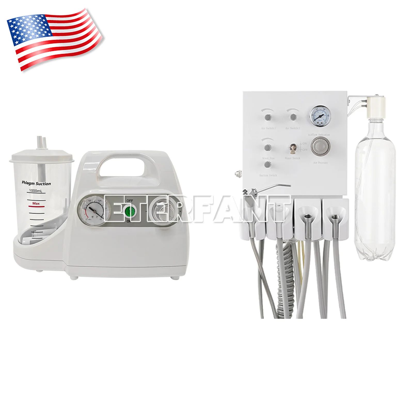 

Dental Turbine Unit 4 Hole with Weak Suction Work with Air Compressor/Suction Machine Oral Emergency Vacuum Phlegm Suction Unit