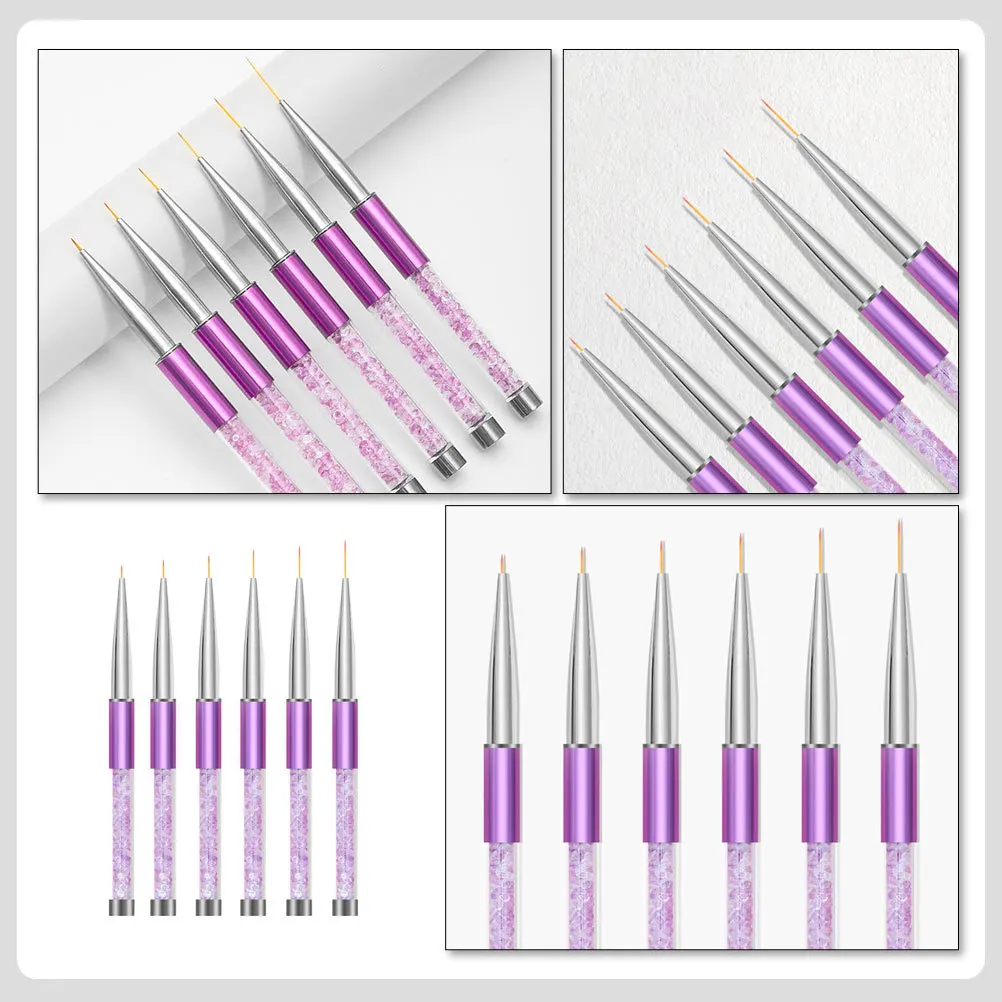 

6pcs Nail Art Brushes Metal Ball Ends For Fine Line Drawing Floral Patterns Diy Nail Painting Tool Salon Manicure Supplies