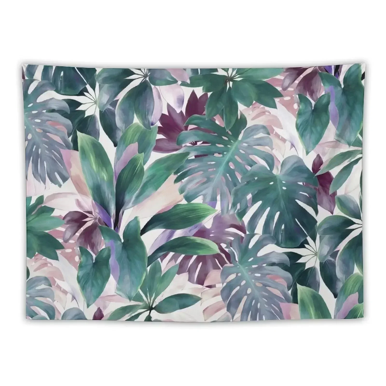 Tropical Emerald Jungle in light cool tones Tapestry Wall Mural Room Aesthetic Decor Wall Deco Tapestry