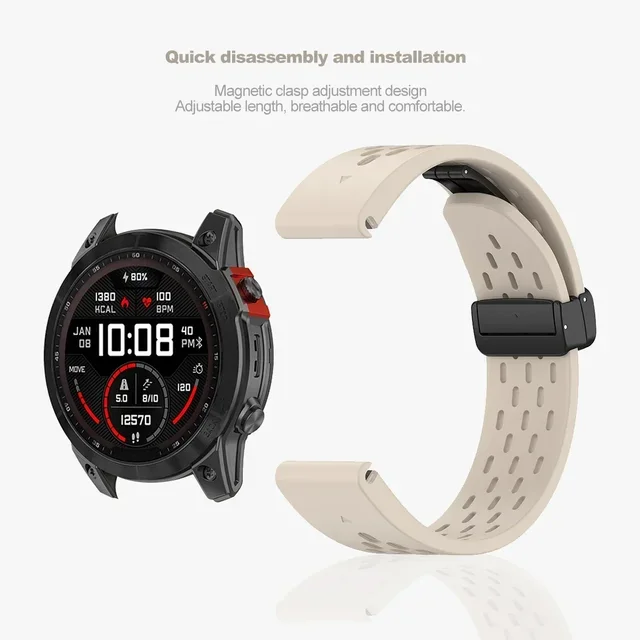 20 22 26 مللي متر ل Garmin Fenix 8 47 مللي متر 7X 7 Pro Fenix 6X 5X 5Plus Tactix 7 سريعة تناسب سيليكون شريط مغناطيسي Forerunner 965 970 حزام #5