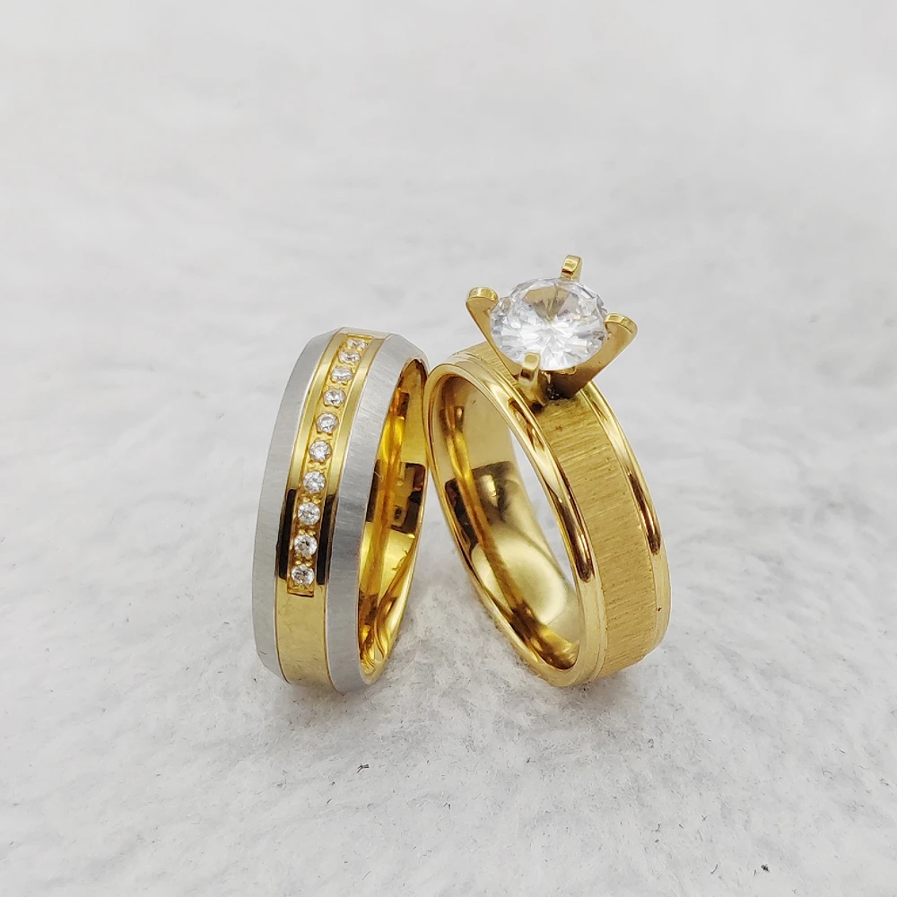 الراقية نسخة طبق الأصل تشيكوسلوفاكيا الماس سيدة 24 كيلو مطلية بالذهب خواتم النساء مجوهرات موضة أنثى اقتراح خواتم اقتراحات الزفاف #1