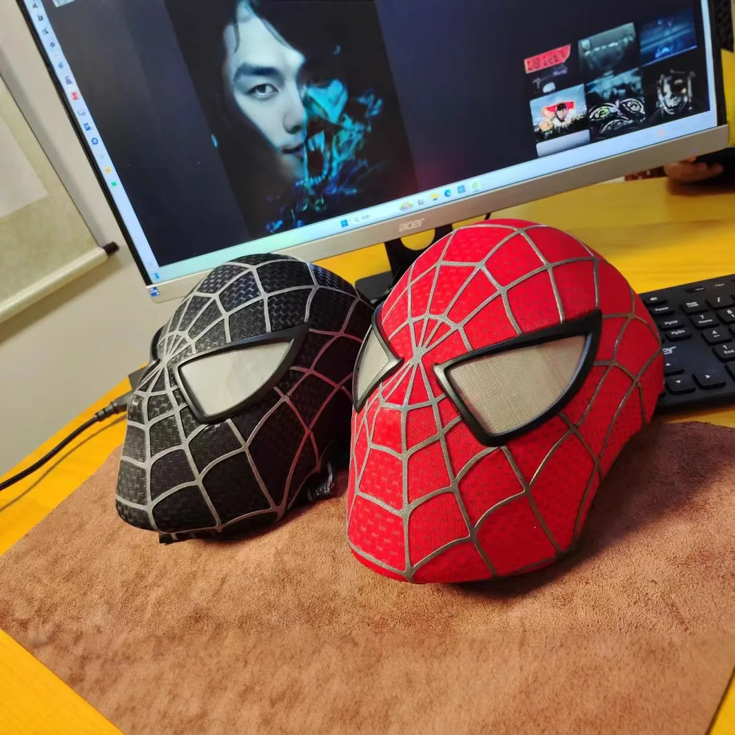 قناع Tobey Maguire Spider-Man مصنوع يدويًا، نسخة طبق الأصل من زي الفيلم الأصلي مع حزام دائم، هدية تنكرية