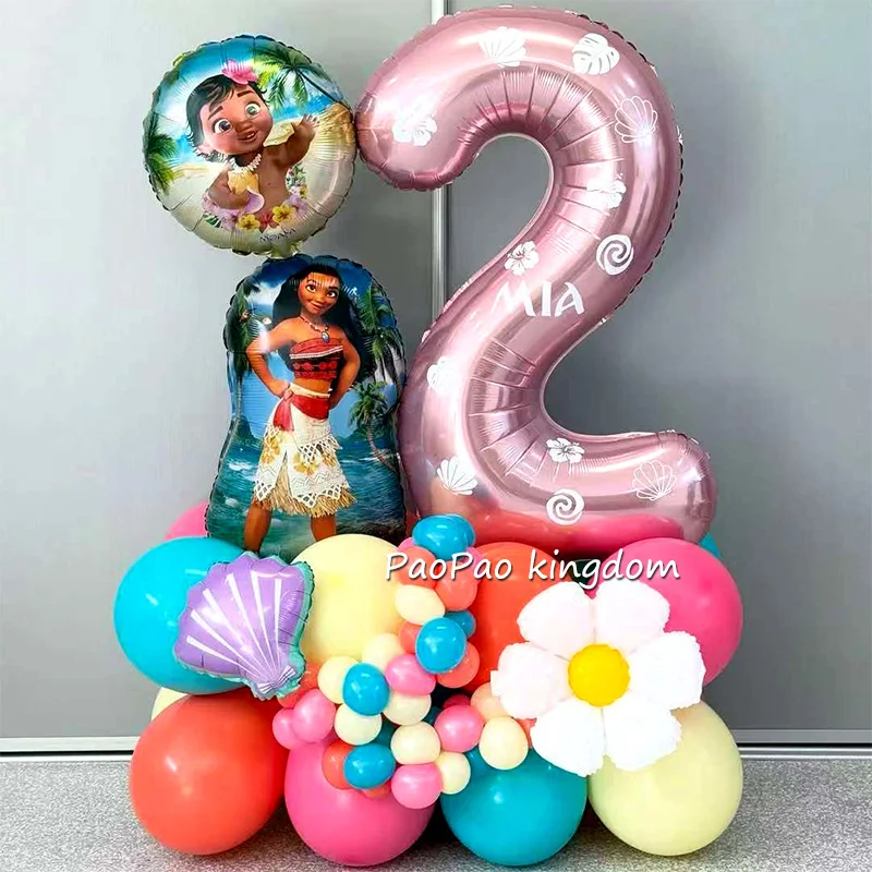 1 комплект, воздушный шар из фольги с изображением океанских приключений Моаны, украшение для дня рождения для девочек, воздушный шар с номером для детского душа, подарки