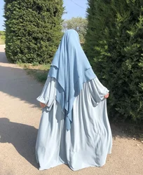 Lange Khimar Hijab Schal Wrap 2 Schichten Crêpe Voile Femme Musulman muslimische Mode Ramadan Gebet Hijabs Großhandel islamische Kleidung