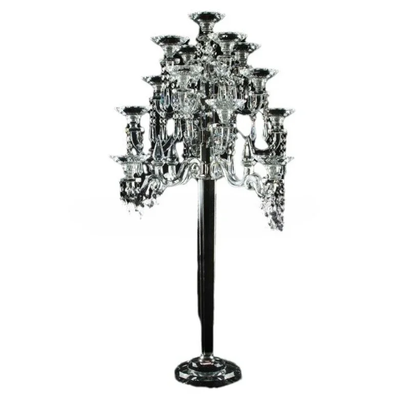 European crystal candlestick, wedding multi-head crystal glass candlestick wedding props ornament decoration