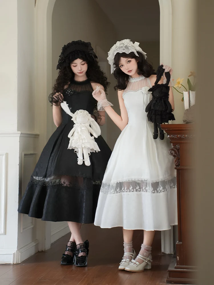 مع فستان Puji الأنيق من الجوزاء برقبة معلقة وخصر مزدوج فستان صيفي جديد للأميرة لولي الحلوة