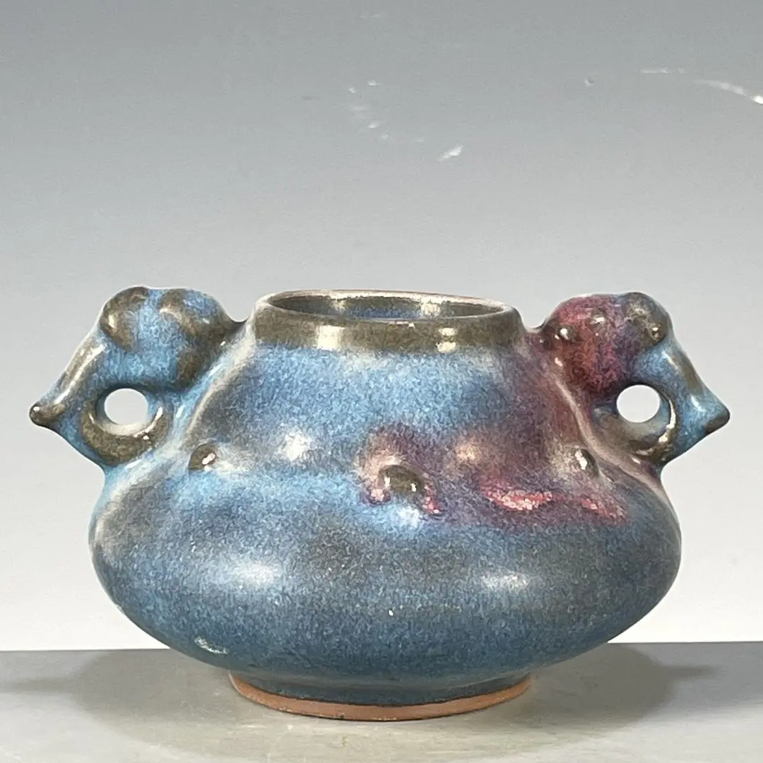 

Imitation of ancient Chinese Jun porcelain kiln-changed glaze hanging red double-eared jar decorative art ornaments