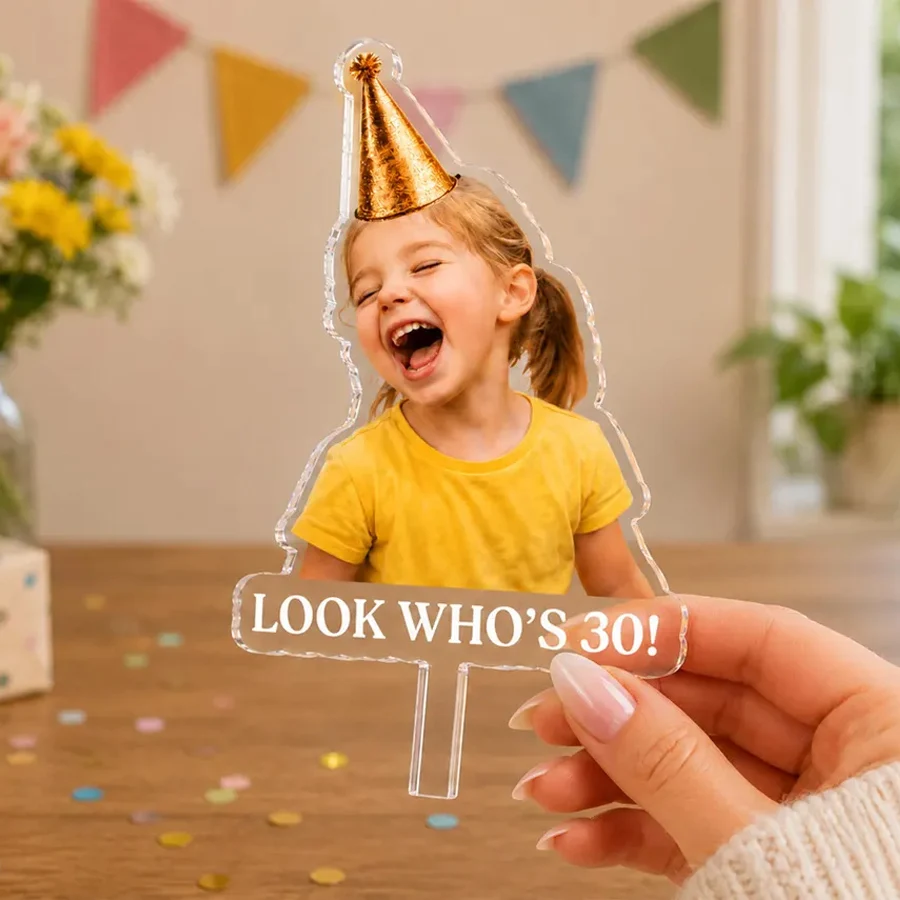 Personalized Birthday Decorations for 30Th, 40Th, and 50Th Birthdays, Customized Photo Cake Toppers, Fun Birthday Party Favors, Birthday Gifts for Daughters and Sons, Personalized Shiny Cake Toppers with Photos, Party
