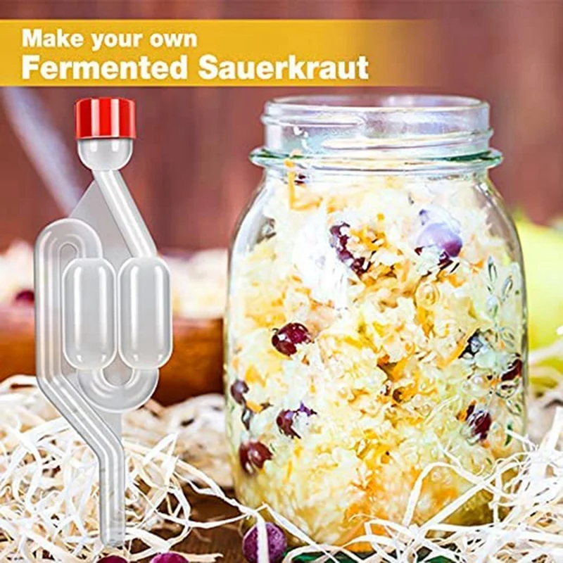 Kit Airlock Brew para Fermentação, Cerveja, Vinho, Chucrute, 6 Airlocks e 12 Anéis de Vedação