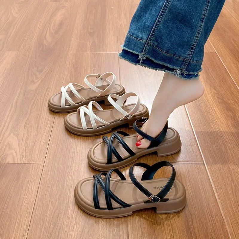 

Women Summer Wedge Platform Sandals Thick Sole Open Toe Soft Wearable Home Outdoor Casual Fashion Daily Slides Slippers Durable