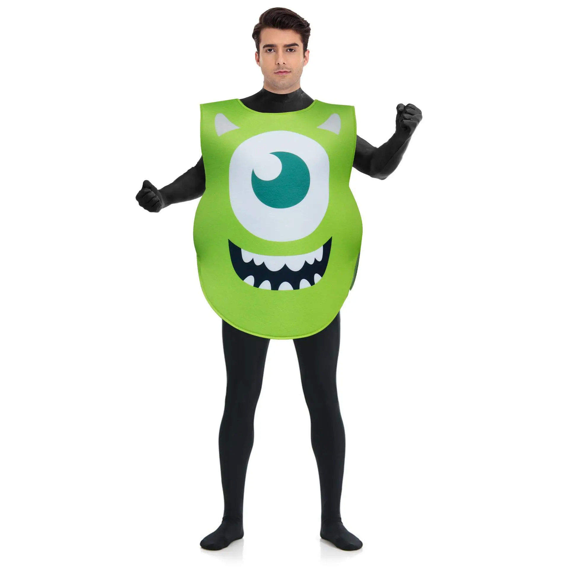 Halloween Cosplay Costume Sponge Printed Funny Stage Costume Green Big Eyes Play Clothing Halloween Party Costumes