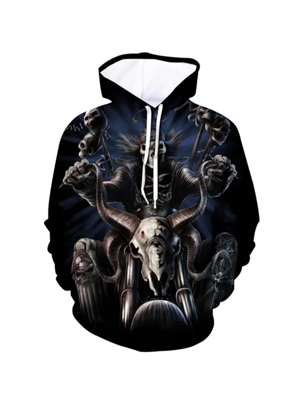 Autumn/Winter Men's Hoodie Skeleton Knight Pattern Retro Men's Sportswear Men's Long Sleeve Street Wear Ethnic 2024 Explosive