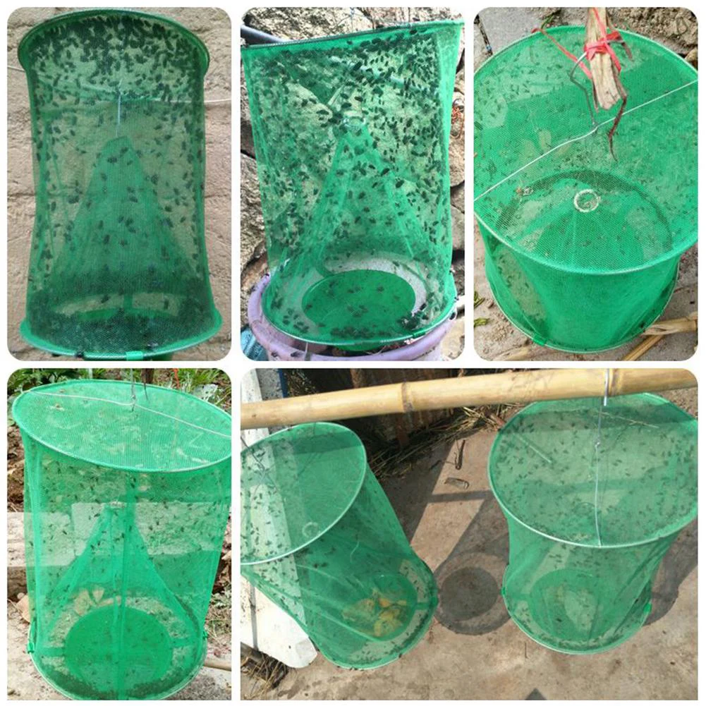 Hanging Fly Killer Net Trap Reusable Folding Flies Catcher Cage Practical Flies Net Traps  Control Tool for Courtyard Garden