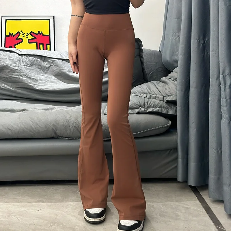 High Waist Yoga Pants Women's Fitness Sporty Outerwear Bell Bottoms Trousers Shape Enhancing Long Trousers Casual Wear