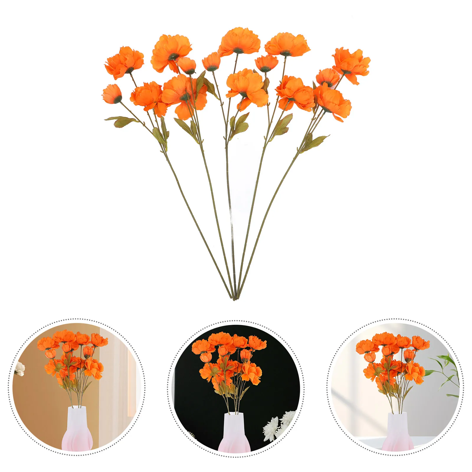 

5 Pcs Fake Flowers Artificial Peony Arrangement Bouquet Decors Orange Decoration Bride