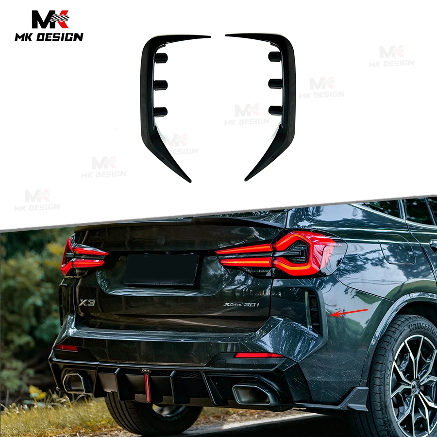 Gloss Black VTEN Style Rear Bumper Splitters for BMW G01 X3 LCI 2022-2024 ABS Rear Bumper Canards Trims Car Styling