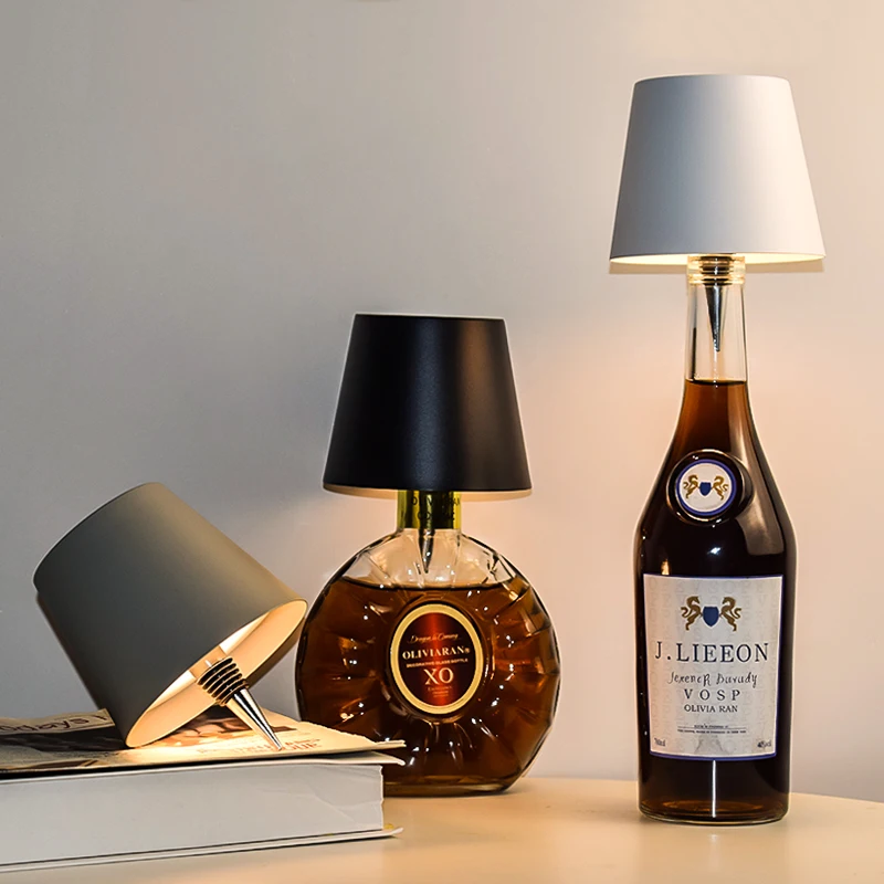 USB شحن زجاجة الجدول مصباح التحكم باللمس 3 ألوان ومصباح الليل يعتم ستبليس مناسبة لأضواء مكتب زجاجات النبيذ بار