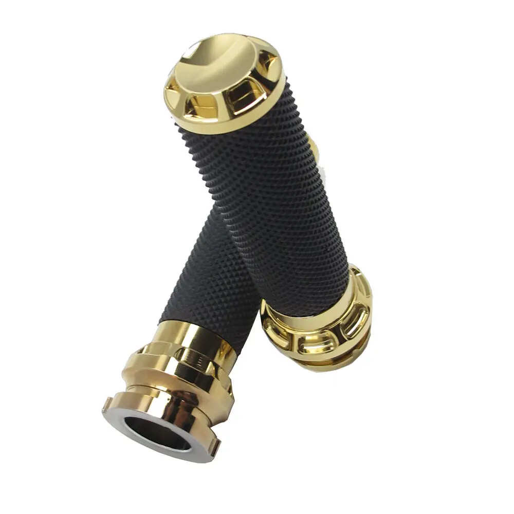 Motorcycle TBW Golden Handlebars Hand Bar Grips For Harley Softail Fatboy Street Bob