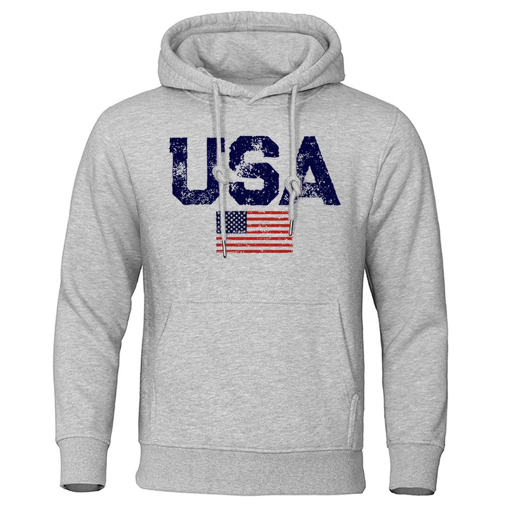 Vintage Usa Flag Street Print Clothing Men Hip Hop Personality Hooded Crewneck Fashion Hoodies Fleece Pullovers Sweatshirts