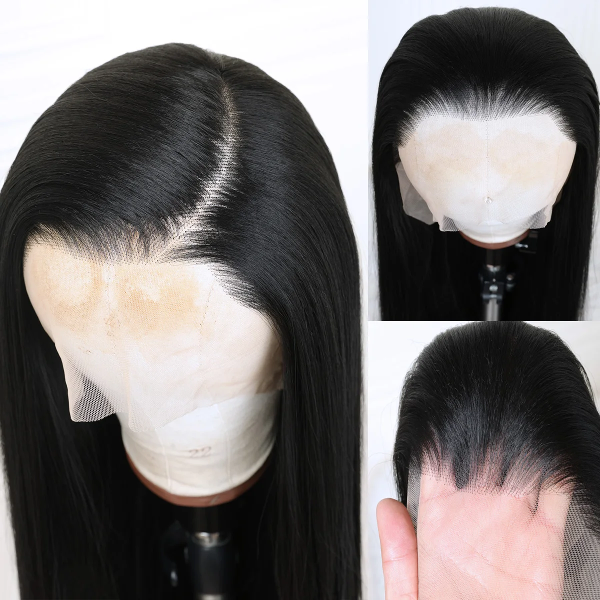 

Парик фронта шнурка 13x6, 30 дюймов, плотность 180, гладкие прямые с свободной частью, синтетические бесклеевые парики для повседневного ношения