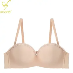 BINNYS Strapless Bra B Cup Bra High Quality Women Solid Nylon Breathable Half Cup Ladies Underwire