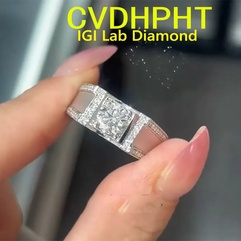 

Мужское кольцо 3 карата D VS1 из чистого белого золота 14 карат IGI Lab Растущее кольцо с бриллиантом Круглое обручальное кольцо с бриллиантом Обручальная вечеринка