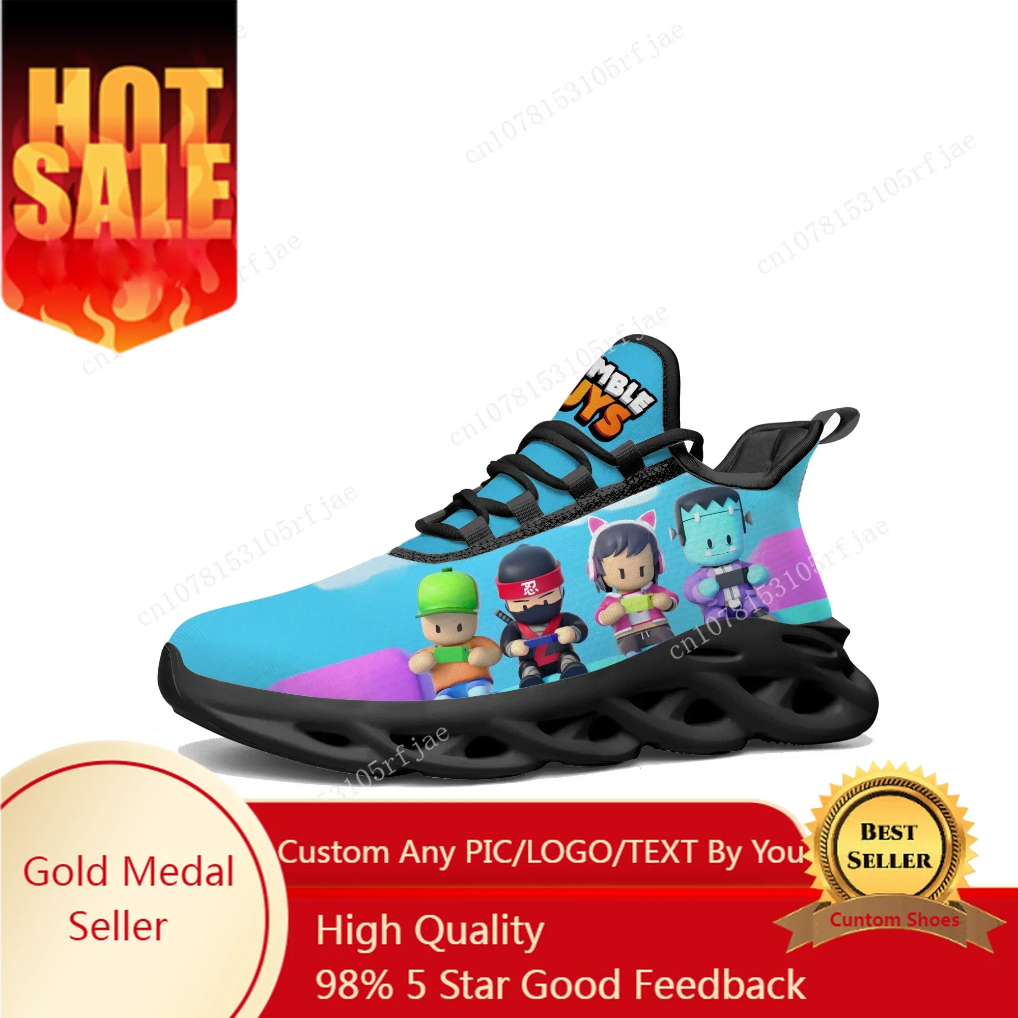 

Stumble Guys Fuse Sneakers Cartoon Game Mens Womens Teenager Fashion Sports Running Shoes Tailor Made Lace Up Shoes