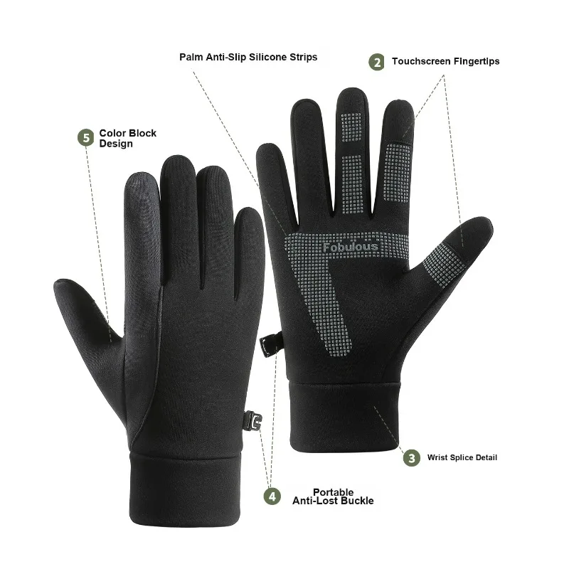 Winter Outdoor Gloves Waterproof Windproof Touchscreen Fleece Lined Thickened for Men Women Cycling Skiing Mountaineering